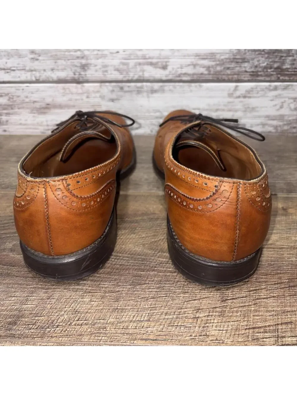ALLEN EDMONDS Sanford Oxford Shoes Mens 9.5 D Brown Leather Cap Toe Brogue USA